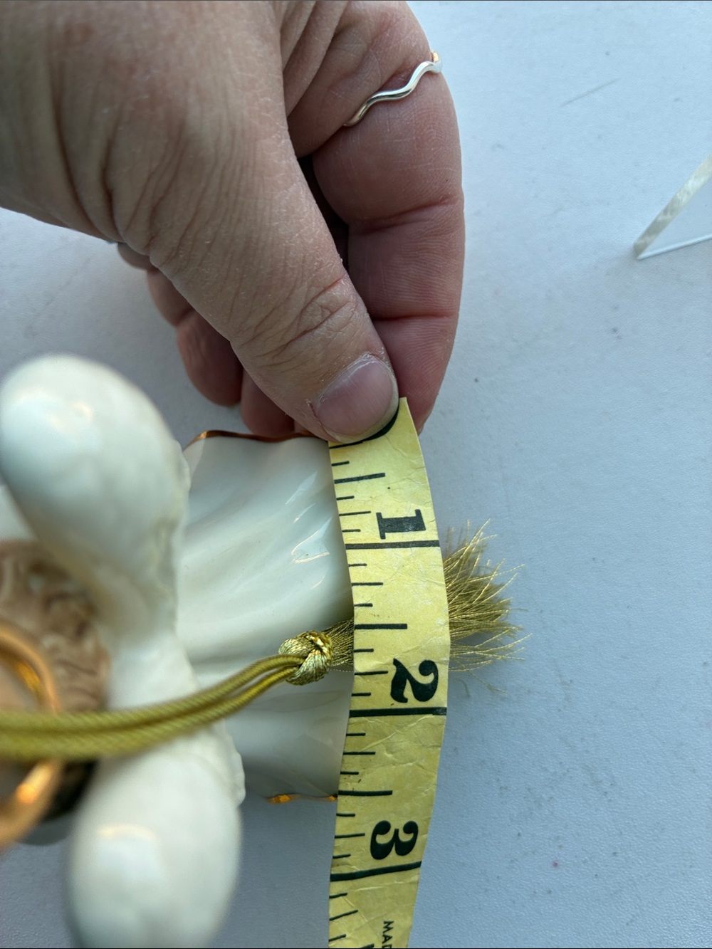 Lenox Porcelain Angel Figurine Holding Star - White with Gold Trim initial J - Picture 7 of 7